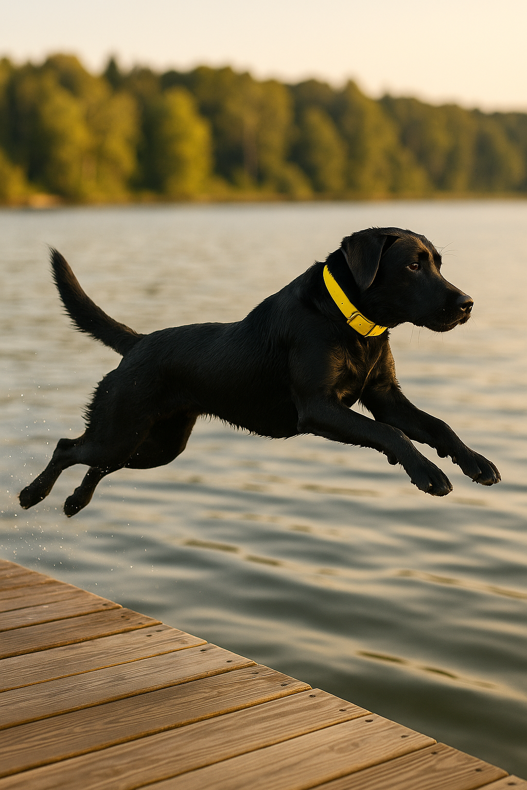 Dog swimming with biothane collar